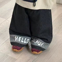 ダークブルーデニムワイドパンツ