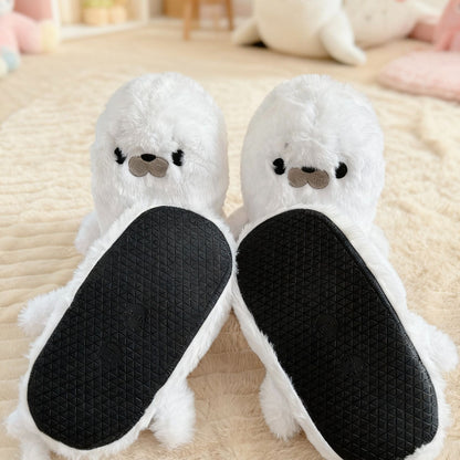 もちもち触感の可愛いもこもこスリッパ / 滑り止め付き防寒ルームシューズ