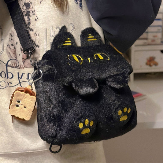 黒ねこ3WAYぬいぐるみバッグ猫グッズ｜リュック・ショルダー・ハンドOK