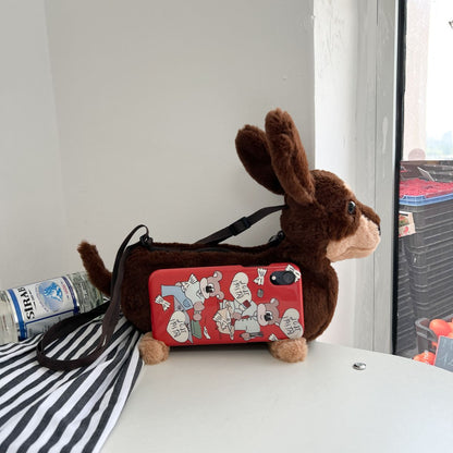 Dachshund Plush Shoulder Bag | A cute and fluffy autumn/winter bag 