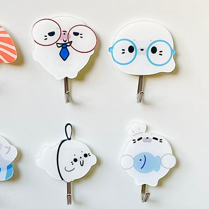 可愛いアザラシ穴あけ不要強力粘着フック壁キッチン