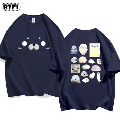 アザラシプリント半袖Tシャツ