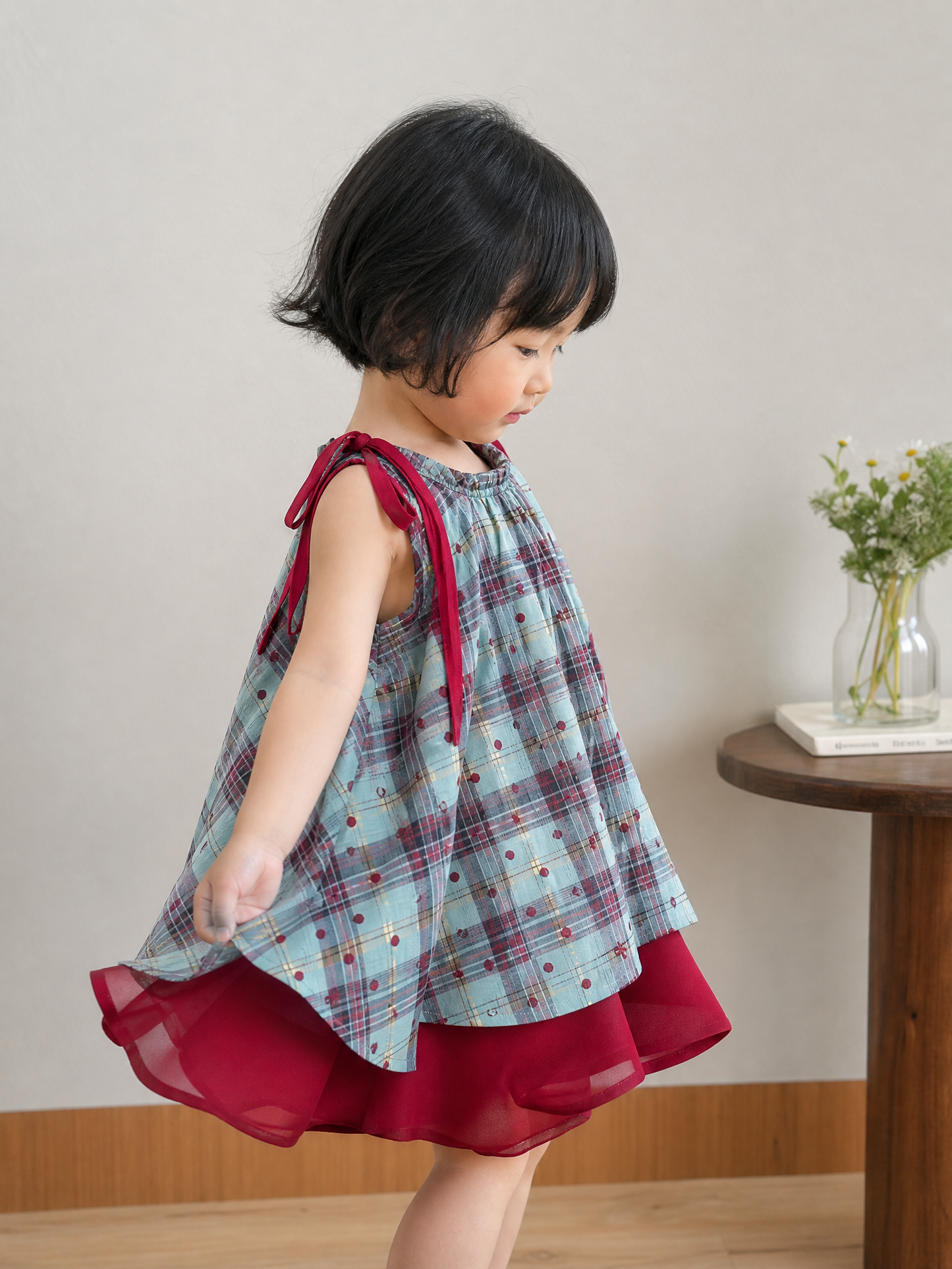 売れ筋人気｜チェック柄リボンワンピース 女の子 子供服 親子リンクコーデ対応