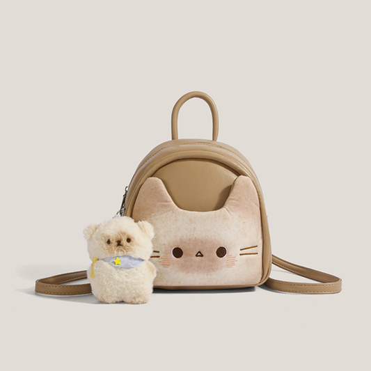 猫好き必見かわいいトーストキャット猫グッズ通勤ねこリュック｜手提げもできる学園風バックパック