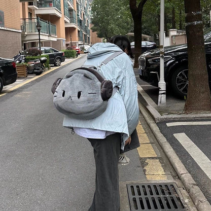ヘッドフォンガールねこぬいぐるみリュック｜大容量かわいい書包