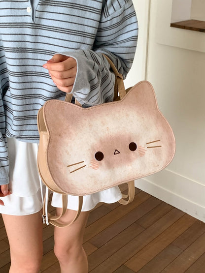 猫好き必見猫グッズかわいいトーストキャットデザインねこリュック｜大容量レトロ風 通勤通学OK