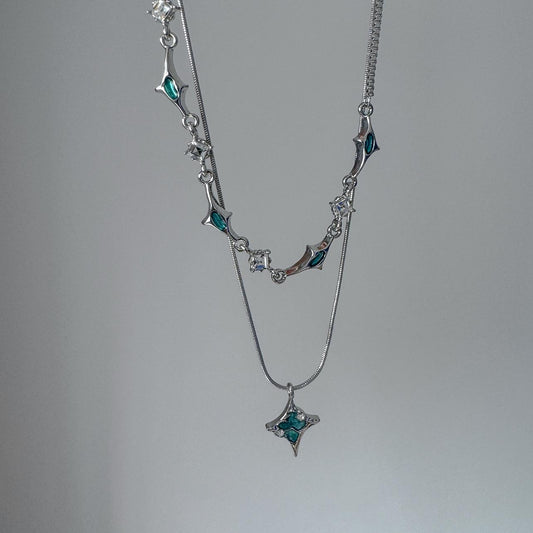 高見えする輝き！青い星のジルコニアネックレス