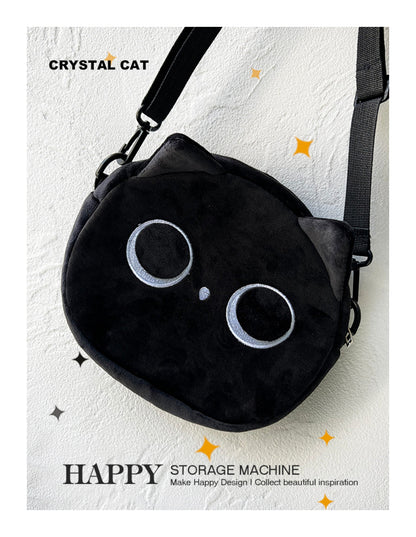 黒ねこ猫グッズぬいぐるみポシェット｜小物＆イヤホンもすっきり収納