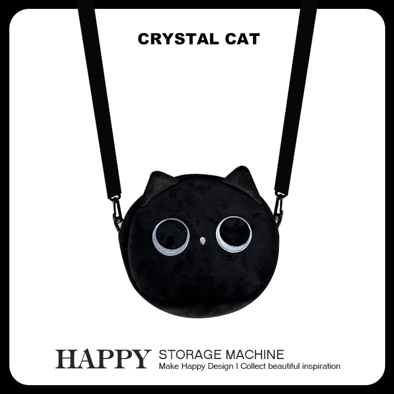 黒ねこ猫グッズぬいぐるみポシェット｜小物＆イヤホンもすっきり収納