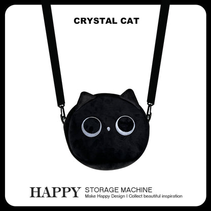 黒ねこ猫グッズぬいぐるみポシェット｜小物＆イヤホンもすっきり収納