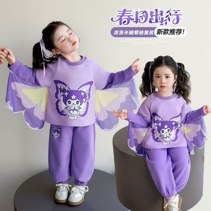 女童库洛米套装春季2026新款洋气长袖卡通卫衣女宝春装时髦两件套