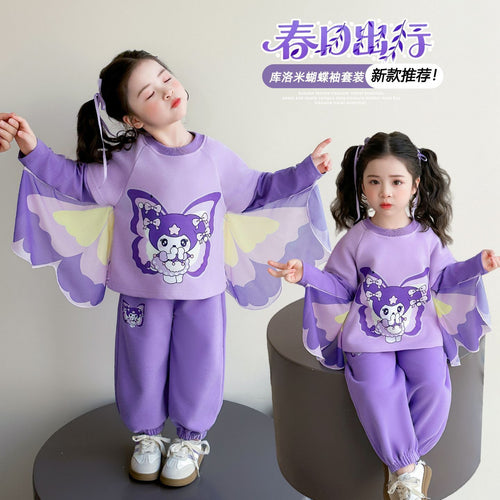 女童库洛米套装春季2026新款洋气长袖卡通卫衣女宝春装时髦两件套