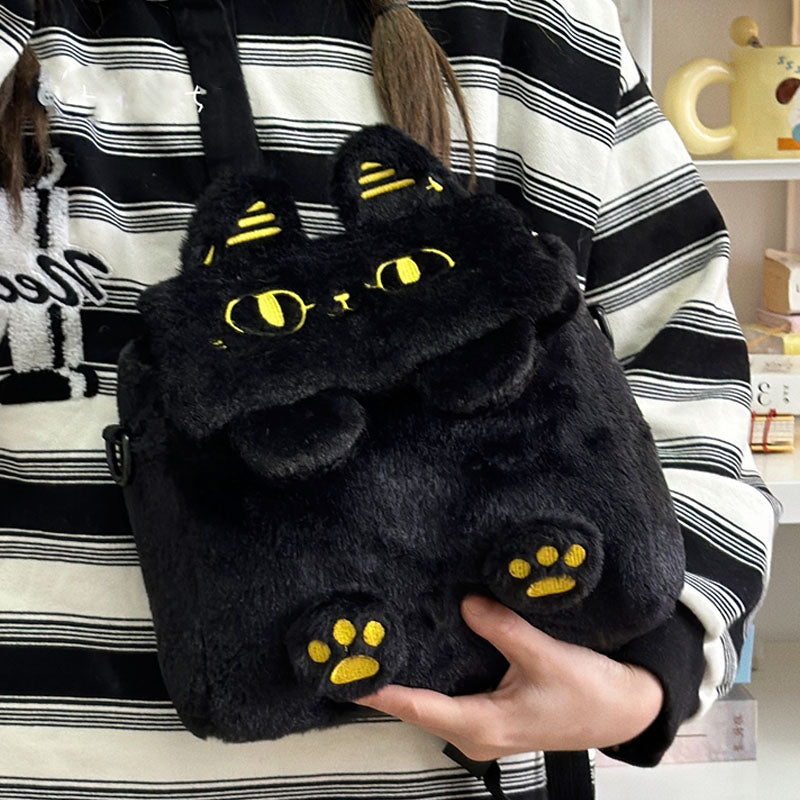 黒ねこ3WAYぬいぐるみバッグ猫グッズ｜リュック・ショルダー・ハンドOK