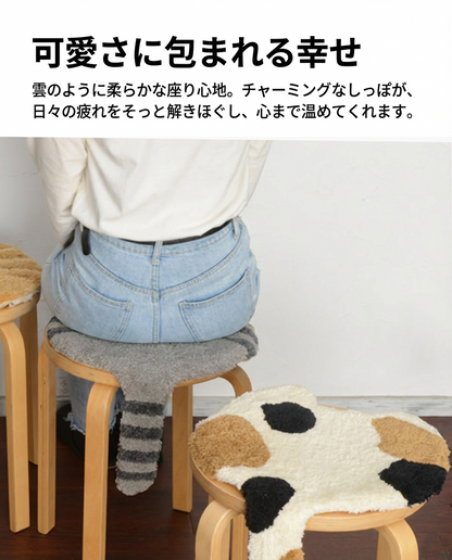 猫しっぽ付きふわもこ座布団多機能チェアパッド自分へのご褒美ギフト