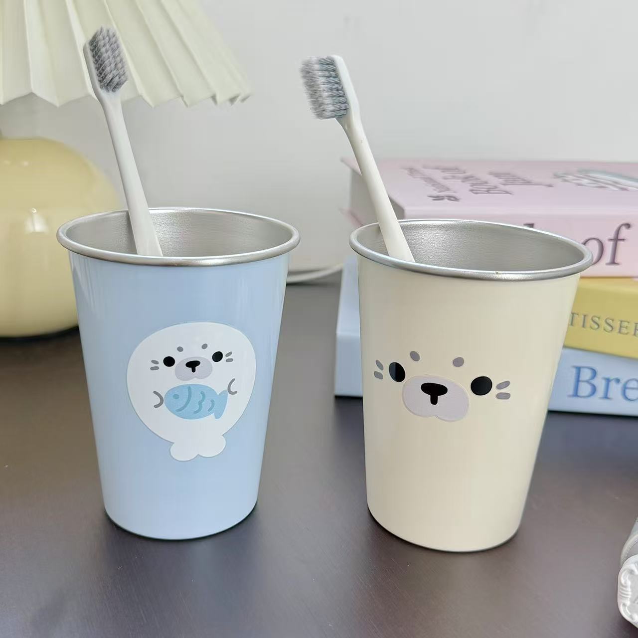 可愛いアザラシ304ステンレス歯磨きコップおしゃれギフト