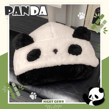 パンダ着ぐるみルームウェアセット｜ふわもこ冬用パジャマ＆ローブ