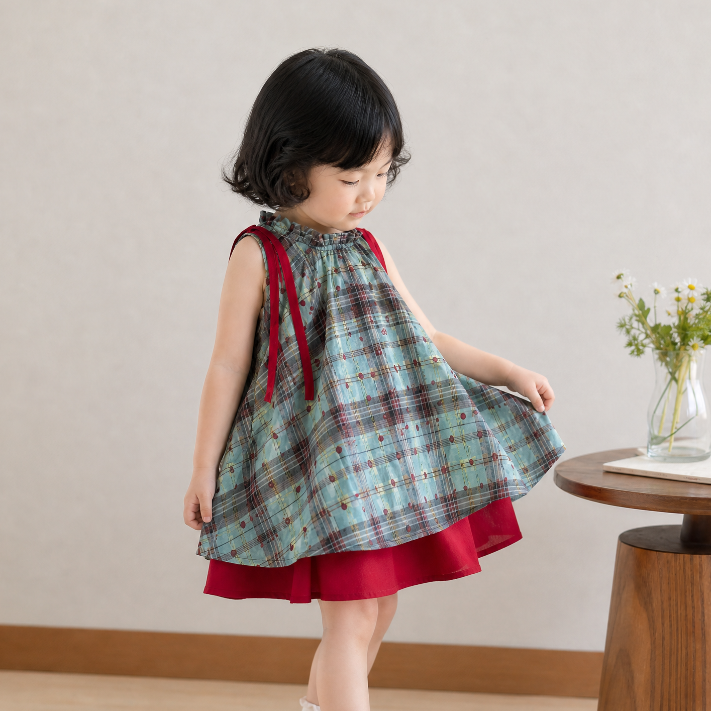 売れ筋人気｜チェック柄リボンワンピース 女の子 子供服 親子リンクコーデ対応