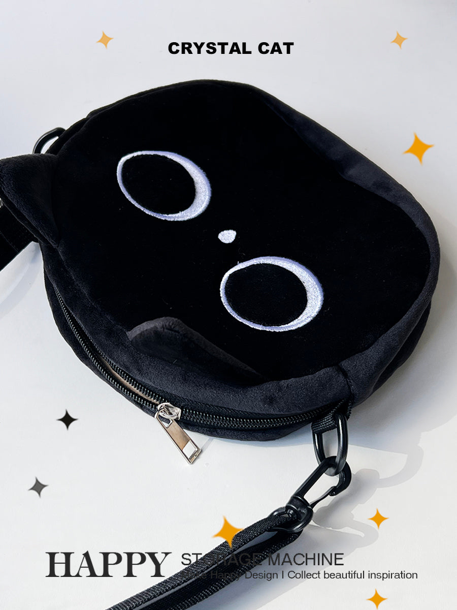 黒ねこ猫グッズぬいぐるみポシェット｜小物＆イヤホンもすっきり収納