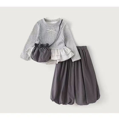 おしゃれ女の子子供服セットアップ春秋2点セット
