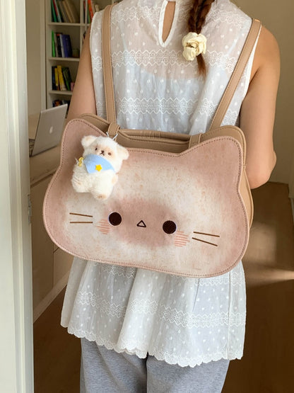 猫好き必見猫グッズかわいいトーストキャットデザインねこリュック｜大容量レトロ風 通勤通学OK