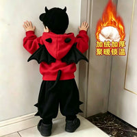 【加绒】红色立体翅膀连帽卫衣+裤子