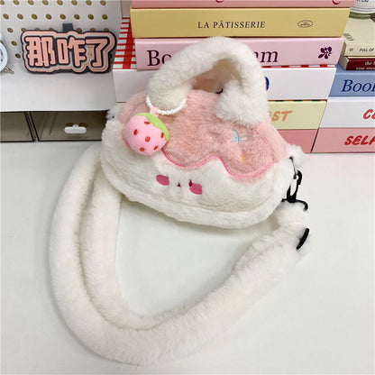 【韩国トレンド】プリンカラーのバイカラー毛絨バッグ