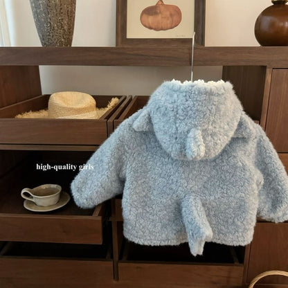 A children's boa coat with an eye-catching shark design 