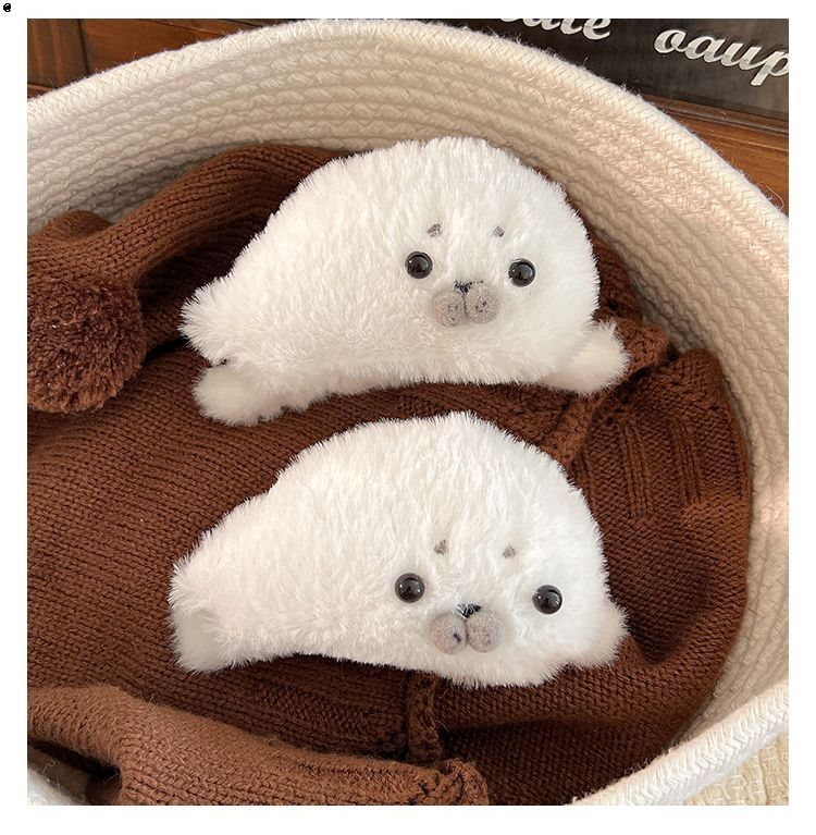 激かわアザラシふわふわバンスクリップぬいぐるみヘアクリップギフトトレンドアイテム