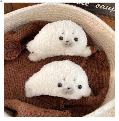 激かわアザラシふわふわバンスクリップぬいぐるみヘアクリップギフトトレンドアイテム