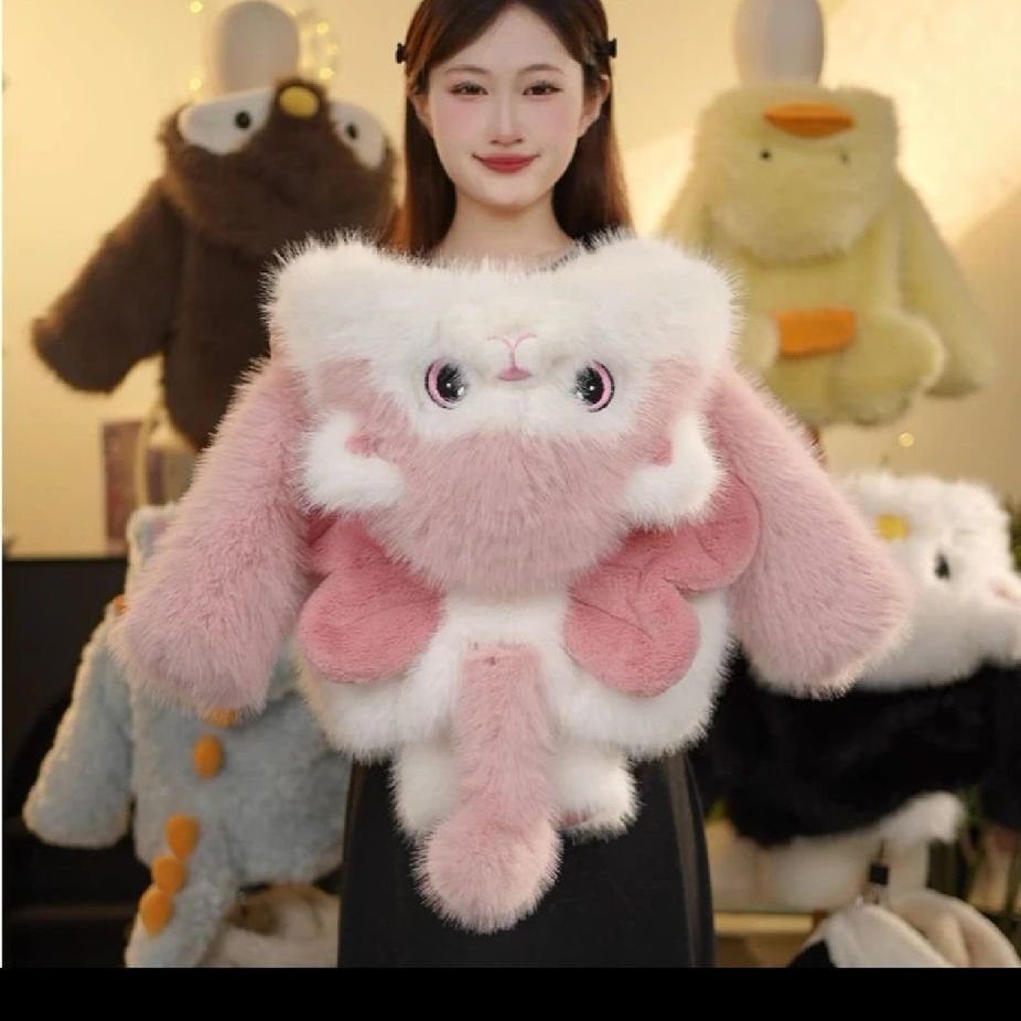 男女童冬装时髦洋气仿皮草外套儿童可爱卡通毛毛衣加绒冬季上衣潮