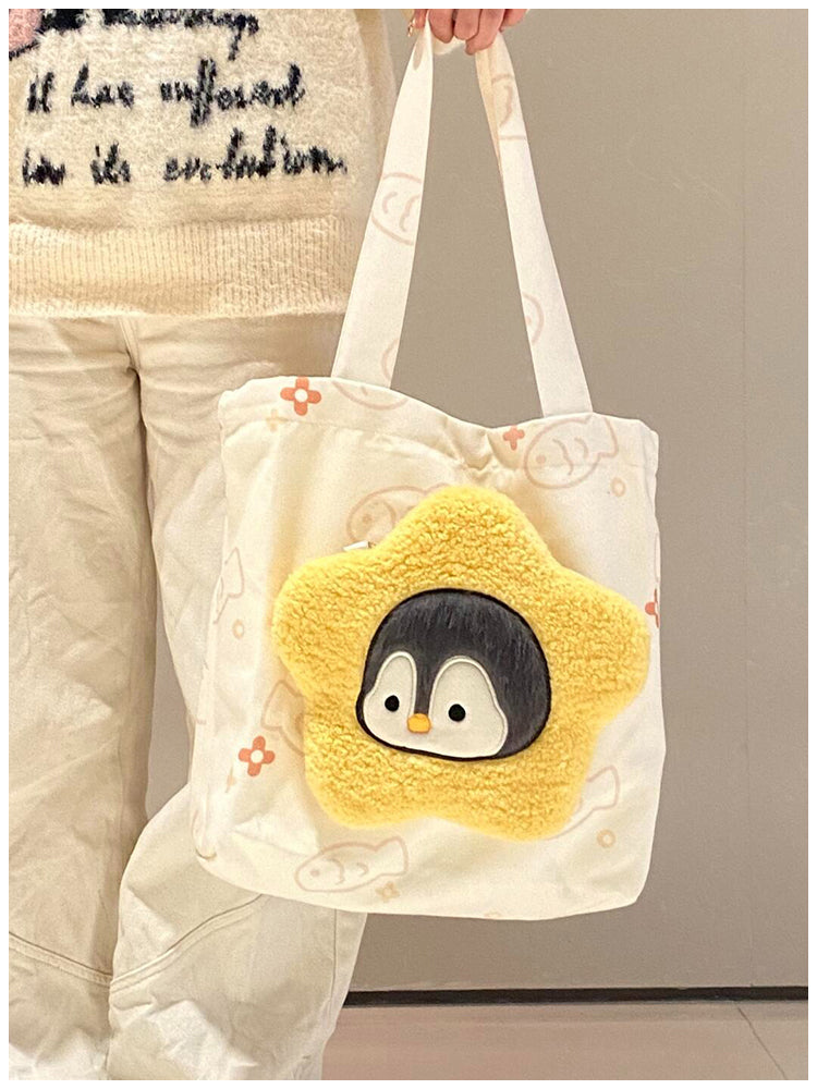 ペンギンぬいぐるみ×キャンバストートセット｜授業もお出かけもOK
