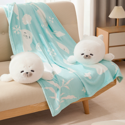 【ギフトに選ばれる高品質】魔法の2WAYもっちりアザラシのブランケットインクッション