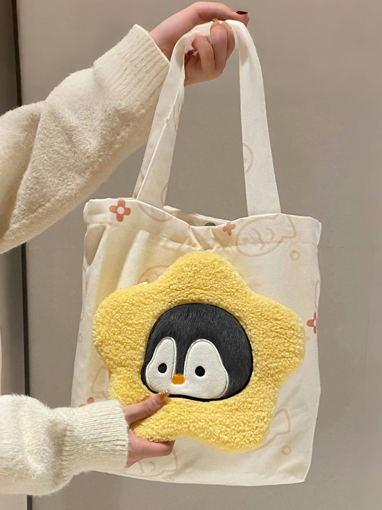 ペンギンぬいぐるみ×キャンバストートセット｜授業もお出かけもOK