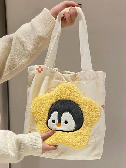 ペンギンぬいぐるみ×キャンバストートセット｜授業もお出かけもOK
