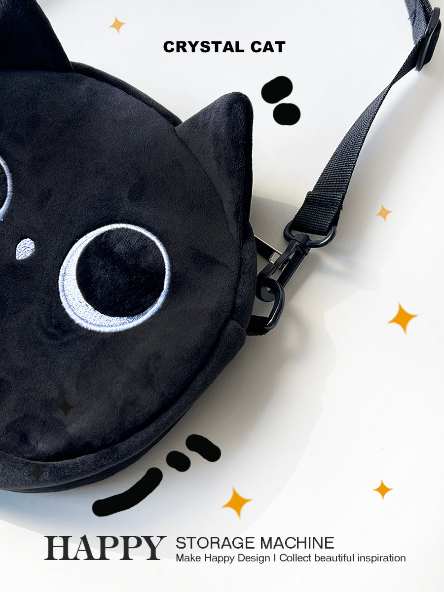 黒ねこ猫グッズぬいぐるみポシェット｜小物＆イヤホンもすっきり収納