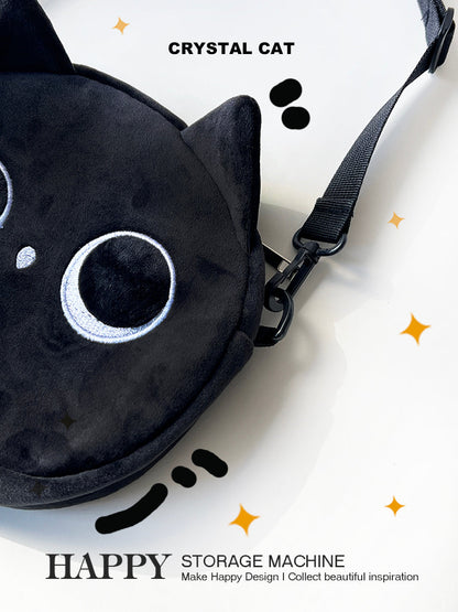 黒ねこ猫グッズぬいぐるみポシェット｜小物＆イヤホンもすっきり収納