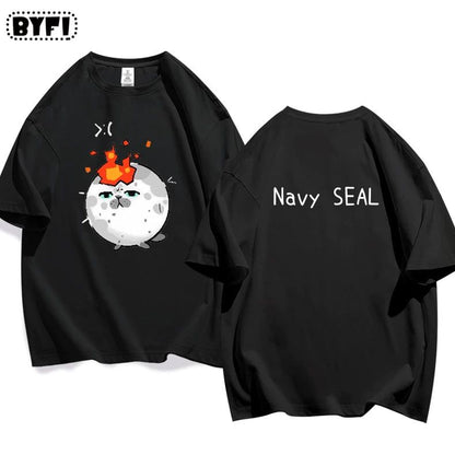 アザラシプリント半袖Tシャツ