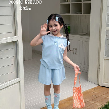 【立体耳】クロミマイメロディシナモロール可愛いキッズ夏用通気性抜群セットアップ