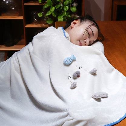 ふわふわアザラシフランネルブランケットかわいい冬用ひざ掛けオフィス昼寝にも