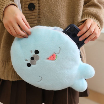 大ヒット可愛いアザラシふわふわショルダーバッグ