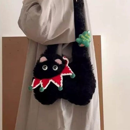 ねこクリスマスショルダーバッグ｜ぬいぐるみ風デザイン