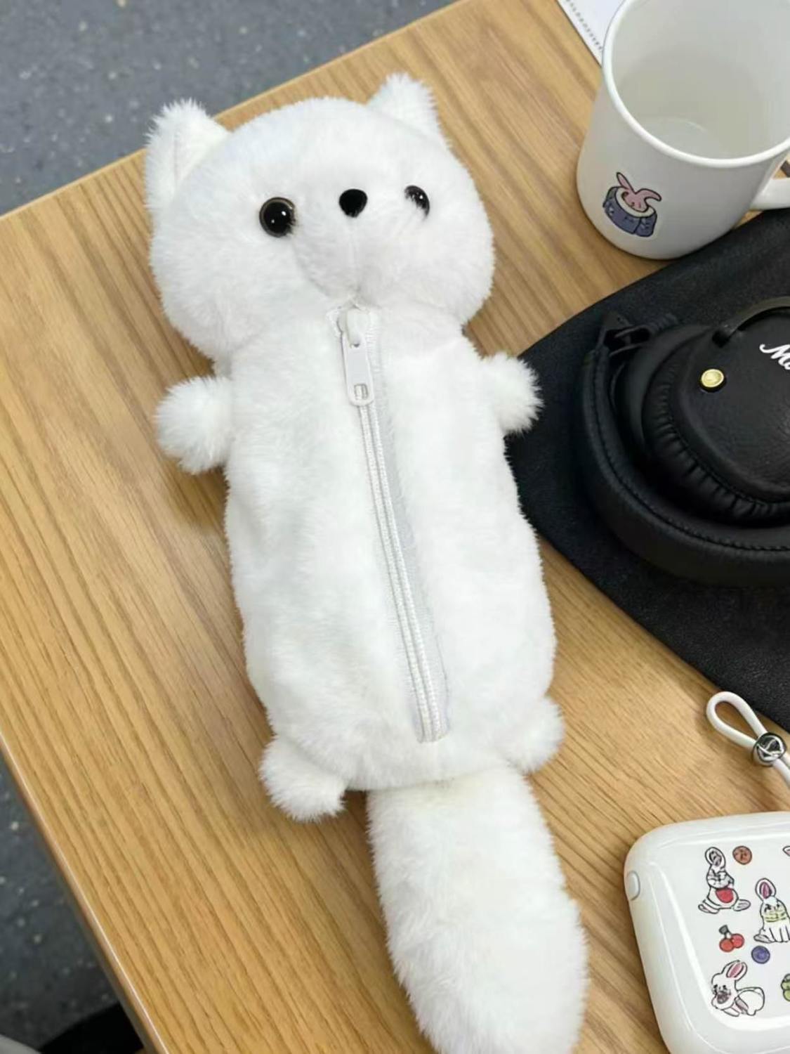 【ふわふわ可愛い】キツネのぬいぐるみペンケース