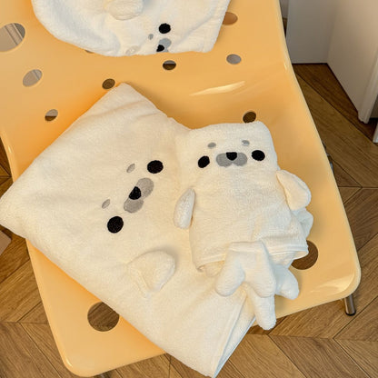 【3点セット】アザラシの吸水速干タオル＆ドライキャップ