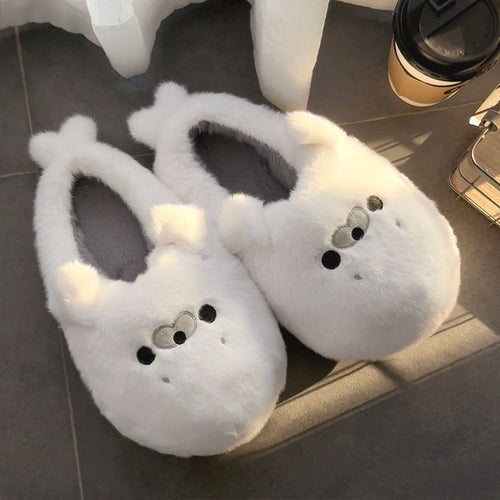 もちもち触感の可愛いもこもこスリッパ / 滑り止め付き防寒ルームシューズ