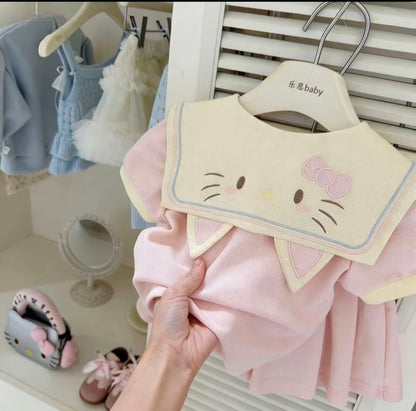 ハローキティキュートな刺繍女児ポロシャツセットアップ