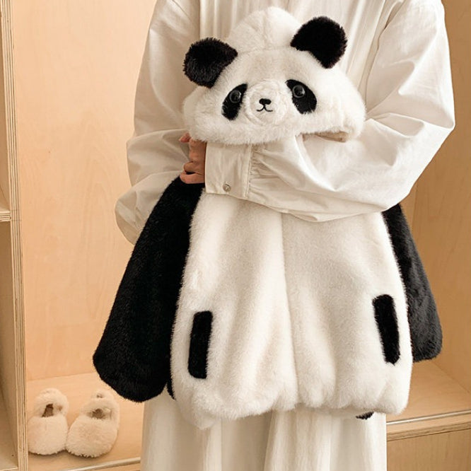 なりきりパンダもこもこ裏起毛の極暖ベビーコート