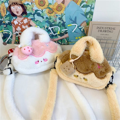 【韩国トレンド】プリンカラーのバイカラー毛絨バッグ