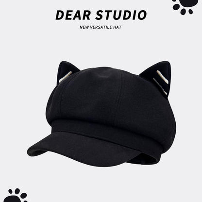 Beret with ears | A feminine hat for fall and winter that makes your face look smaller