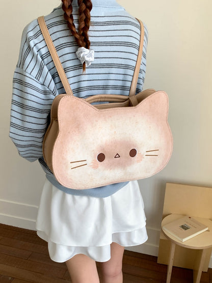 猫好き必見猫グッズかわいいトーストキャットデザインねこリュック｜大容量レトロ風 通勤通学OK
