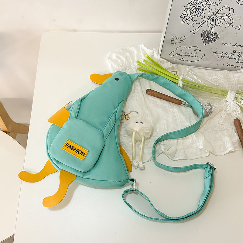 アヒル型キャンバスボディバッグ｜夏にぴったりの個性派スマホポーチ